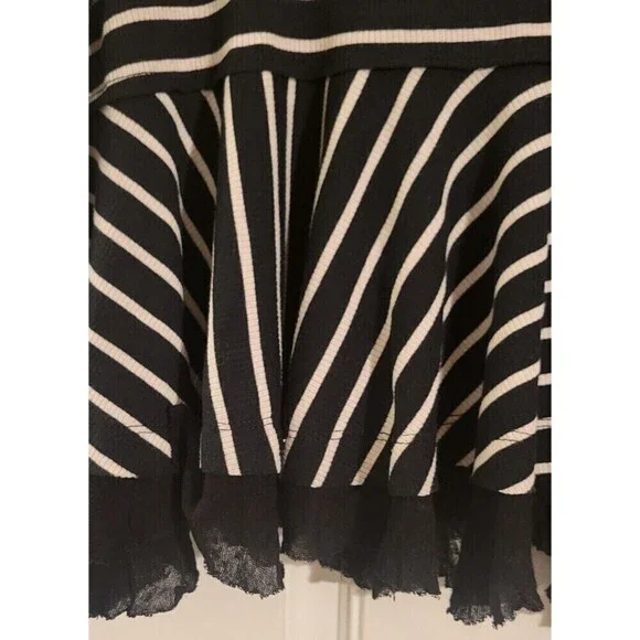 Free People We The Free Tangerine Black and White Striped Peplum Top Size Small - Picture 6 of 12